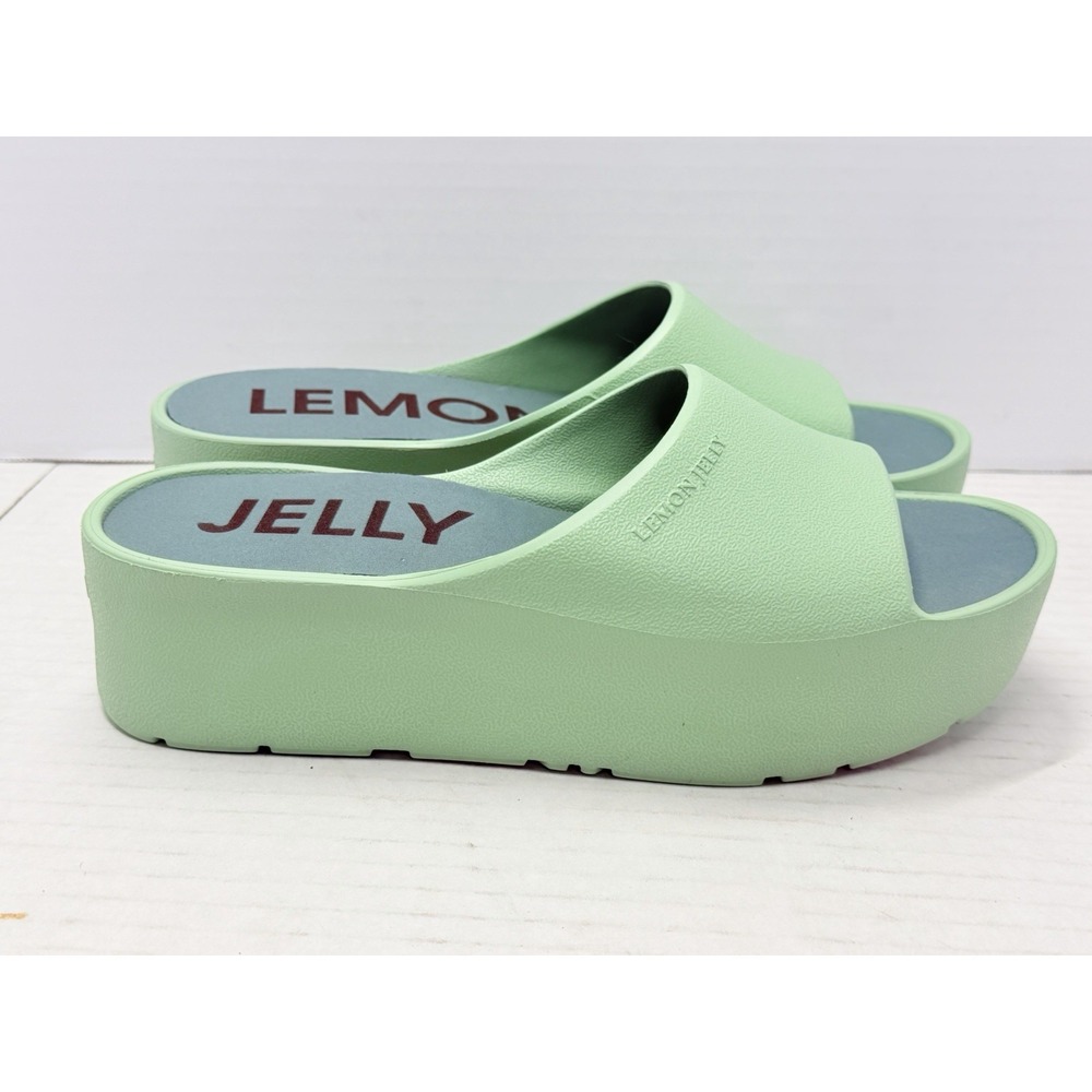 Lemon Jelly Sunny Menta Platform Slides Womens US 7 EU 38 Mint Green NWOB